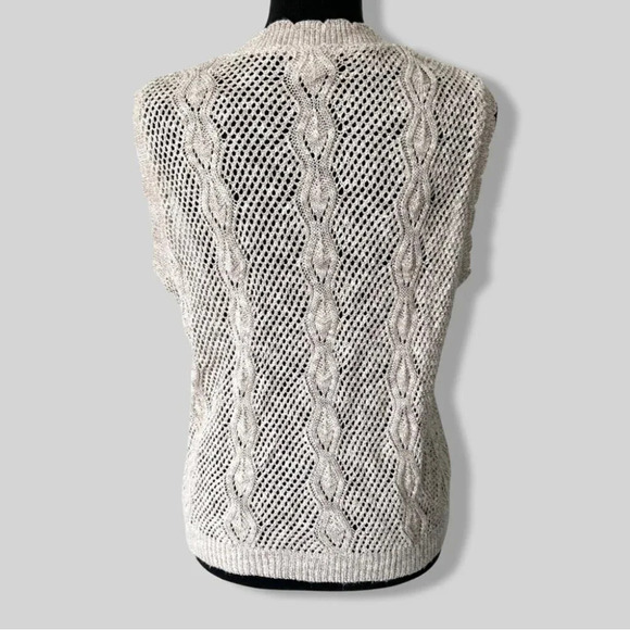 Vintage D'Allaird's Crochet Open Cable Knitted Waistcoat Vest Made in Canada - Picture 2 of 11